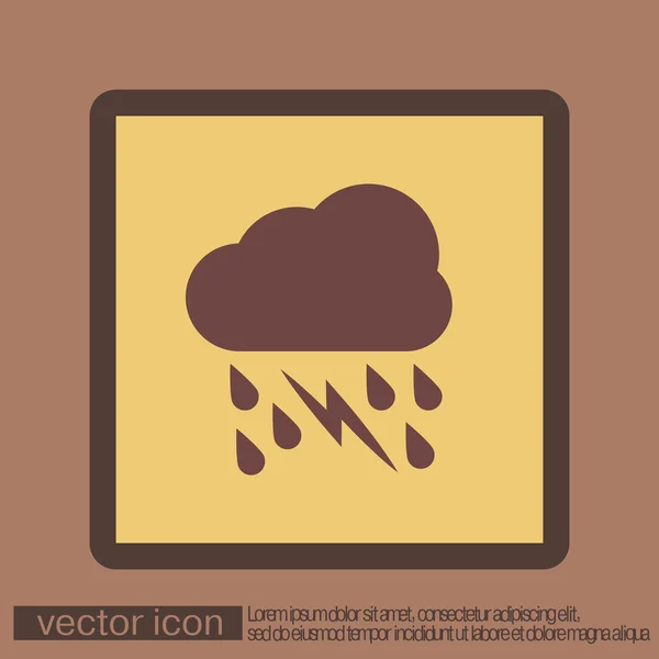Ícone de sinal de relâmpago chuva nuvem — Vetor de Stock