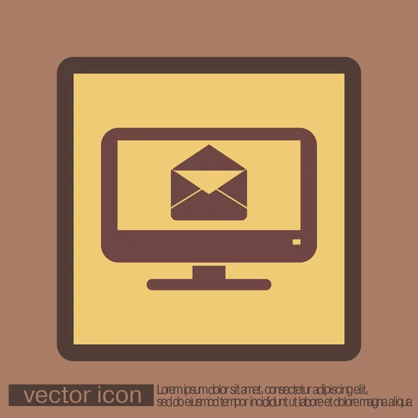 Monitor, letter envelope, mail icon — Stock Vector