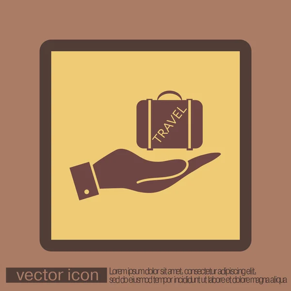 Ручной символ чемодана для путешествий — стоковый вектор