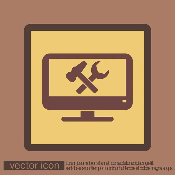 Monitor, icono de configuración de símbolo — Vector de stock