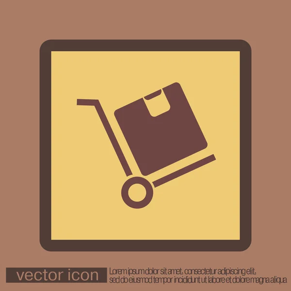 Camión con icono de caja — Vector de stock