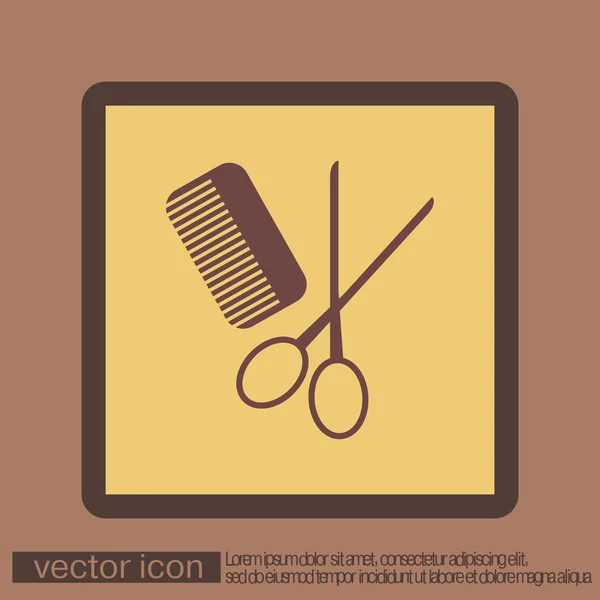 Comb and scissors icon — Stock Vector