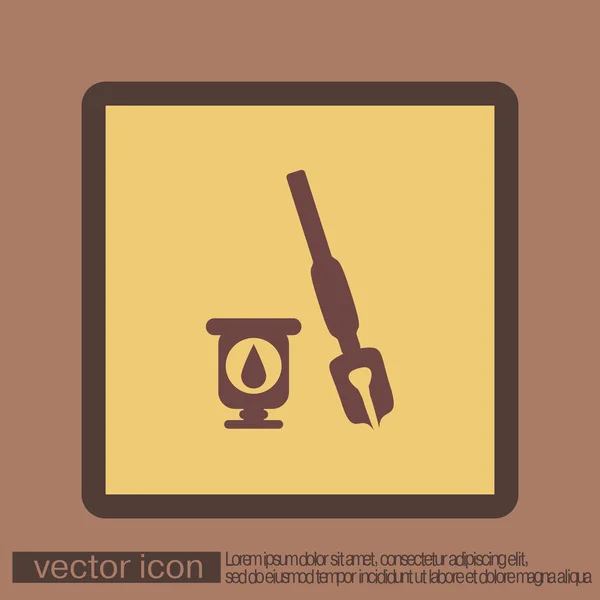 Pluma con icono de tinta — Vector de stock