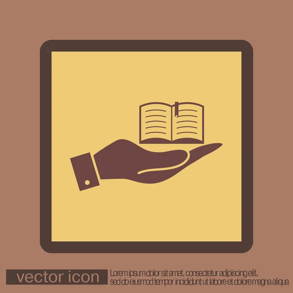 Рука держит открытый знак книги — стоковый вектор