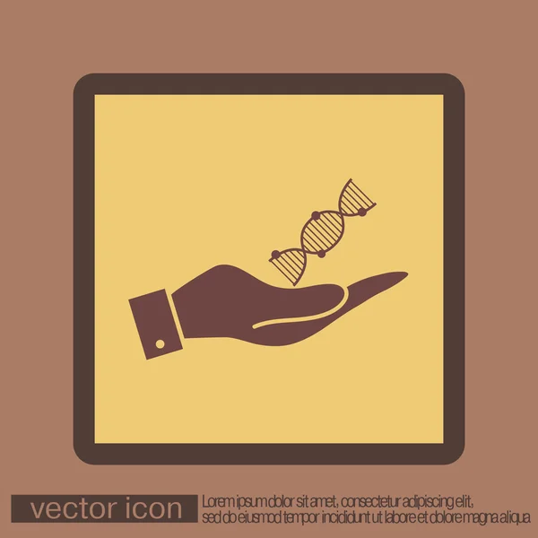 Hand hält dna helix icon — Stockvektor