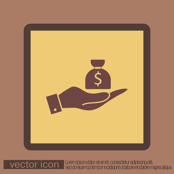 Hand holding bag of money — Stock Vector
