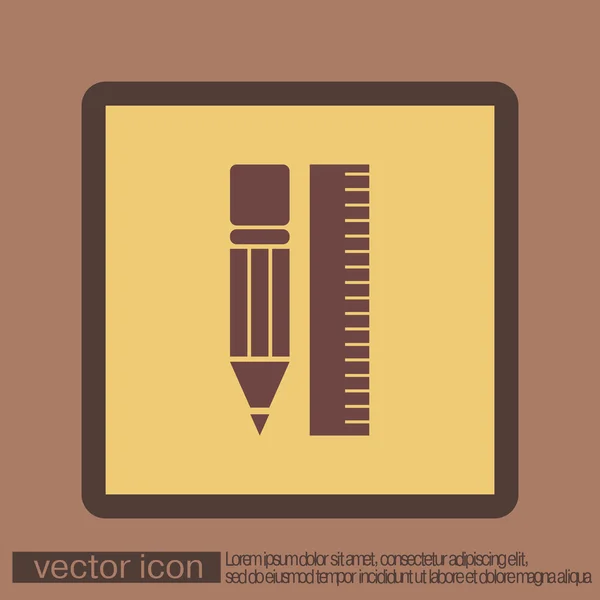 Ruler and pencil. flat design — Stock Vector