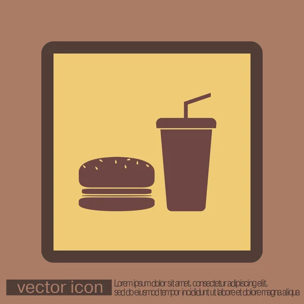 Burger y taza de papel icono — Vector de stock