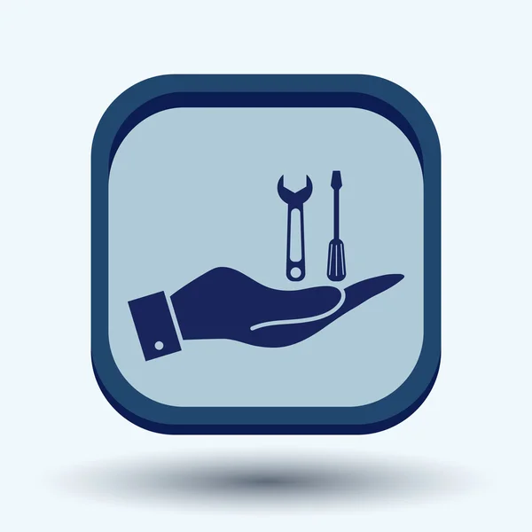 Hand met een schroevendraaier en moersleutel — Stockvector