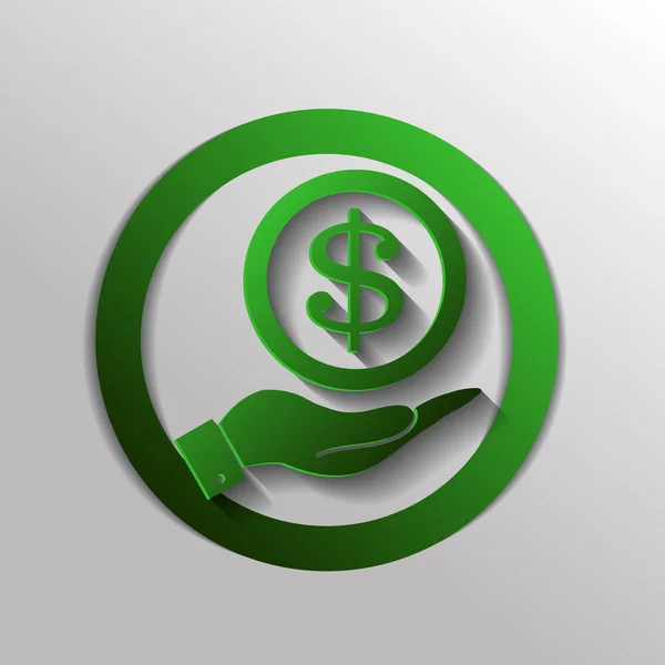 Main tenant signe dollar — Image vectorielle