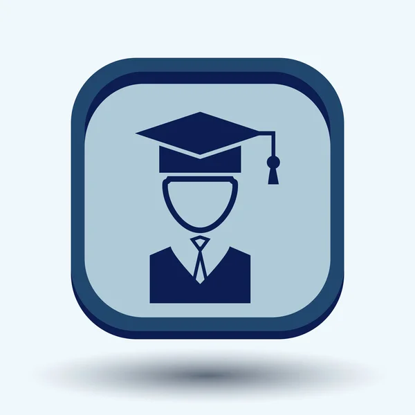 Cabeça de estudante com chapéu de pós-graduação — Vetor de Stock