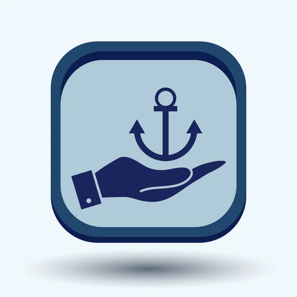 Ruka držící námořní kotva ikonu — Stockový vektor