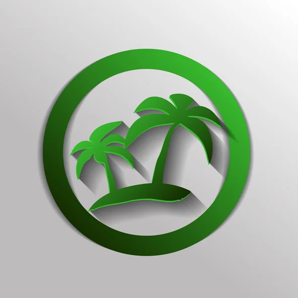 Île avec icône palmiers — Image vectorielle