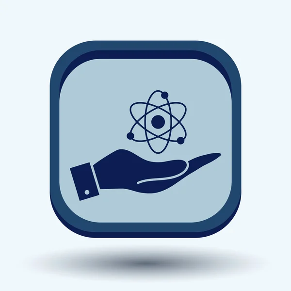 Ręka trzyma atom, cząsteczka ikona — Wektor stockowy