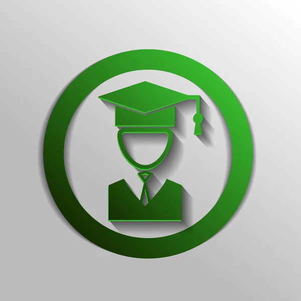 Cabeça de estudante com chapéu de pós-graduação — Vetor de Stock