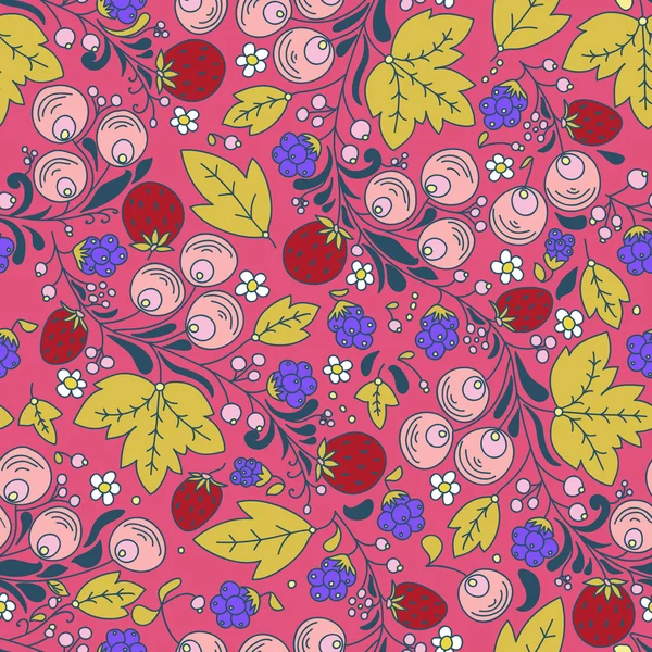 Seamless pattern with strawberry, berry — Stock Vector