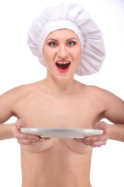 Çıplak Restoran Şef için bir menü levha ile.