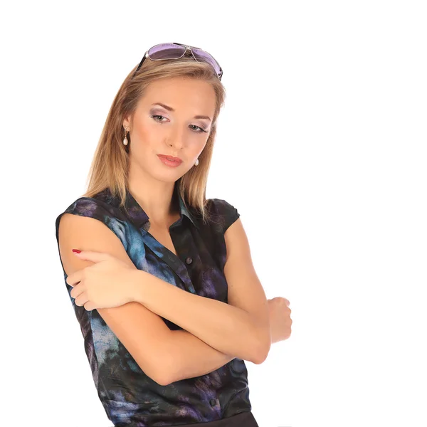 Retrato de una hermosa joven posando con gafas —  Fotos de Stock