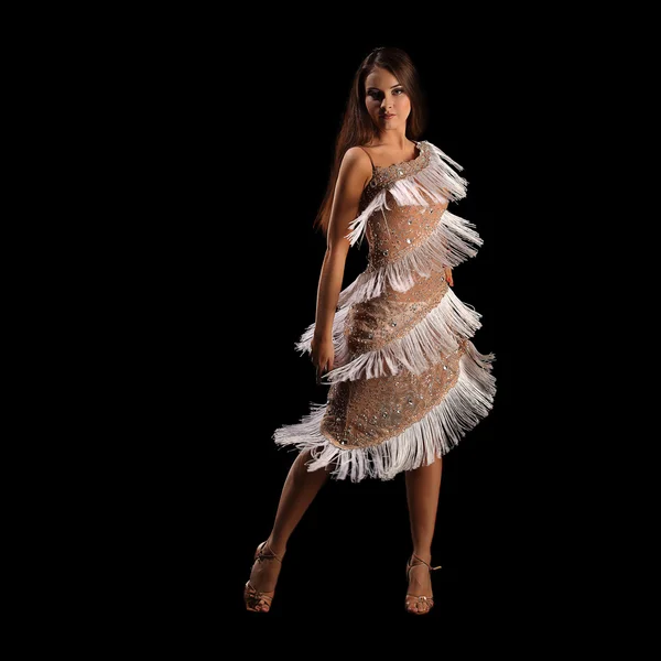 Mujer joven bailando latino con pasión —  Fotos de Stock
