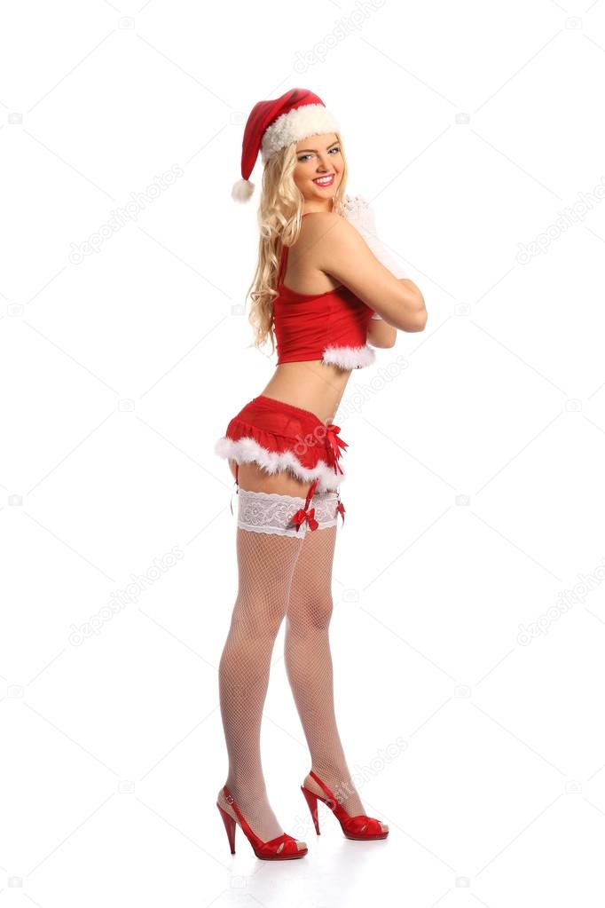sexy girl wearing santa claus clothes