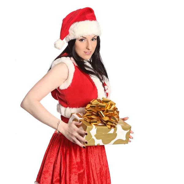 Ragazza sexy indossa vestiti di Babbo Natale, Natale — Foto Stock