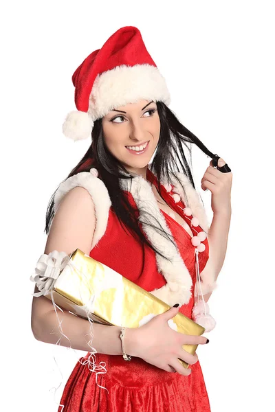 Sexy girl wearing santa claus clothes, christmas — Stock Photo, Image