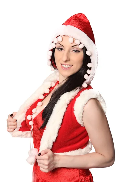 Сексуальная девушка в одежде Санта Клауса, на Рождество — стоковое фото