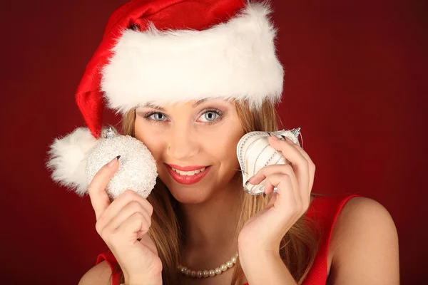 Portrait of beautiful sexy girl celebrating christmas party — Stock Photo, Image