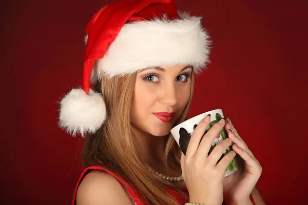 Retrato de bela menina sexy celebrando festa de Natal — Fotografia de Stock