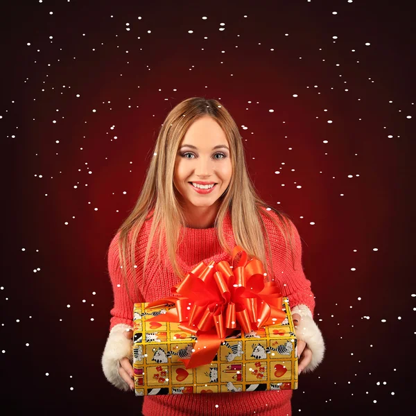 Portrait of beautiful sexy girl celebrating christmas party — Stock Photo, Image