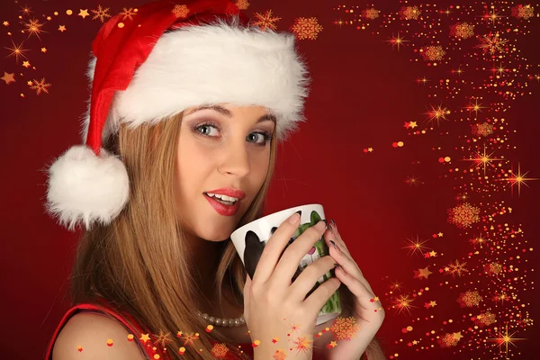 Ritratto di bella ragazza sexy che celebra la festa di Natale — Foto Stock