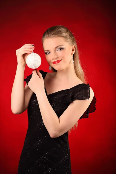 Retrato de hermosa chica sexy con ropa de Santa Claus — Foto de Stock