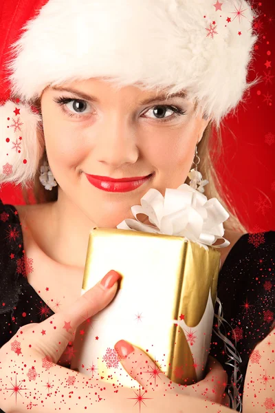 Portrait of beautiful sexy girl wearing santa claus clothes — Stock Photo, Image