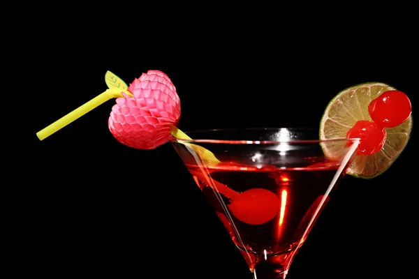 Cosmopolitan martini fresh Coctail isolated on black — стоковое фото