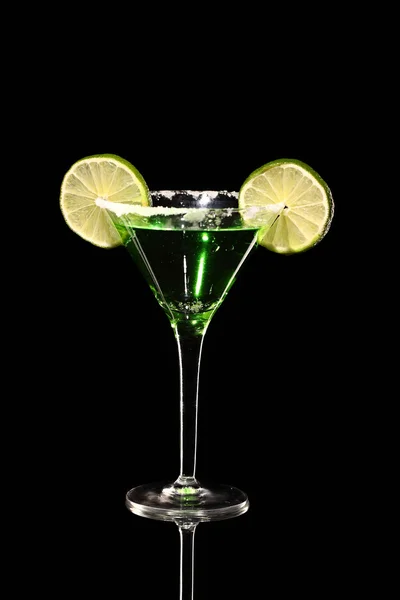 Green margareta fresh Coctail isolated on black — Stock Photo, Image