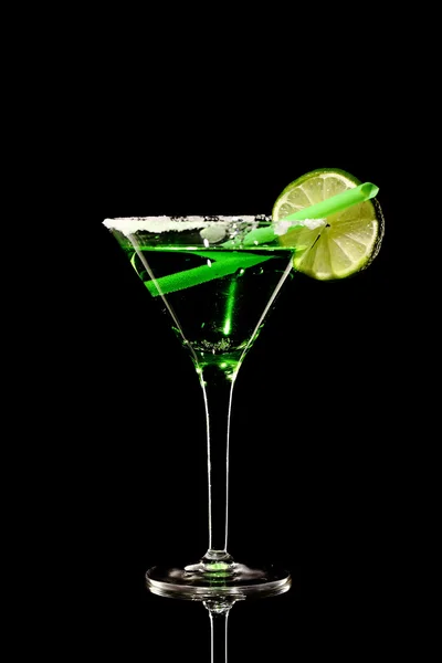 Green margareta fresh Coctail isolated on black — Stock Photo, Image