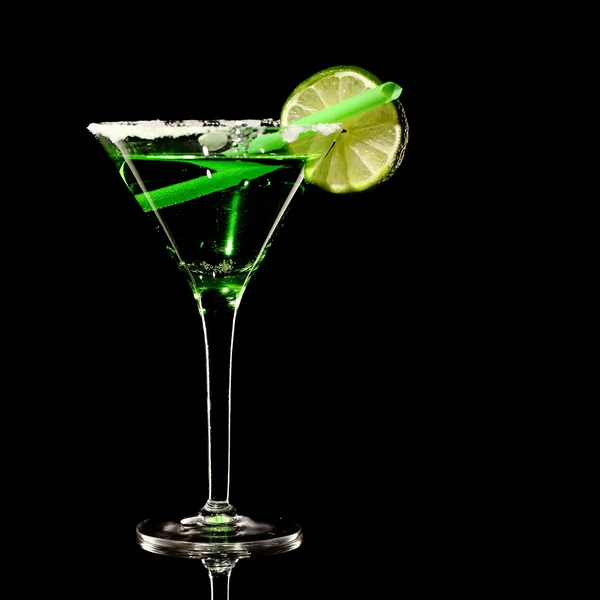 Green margareta fresh Coctail isolated on black — Stock Photo, Image