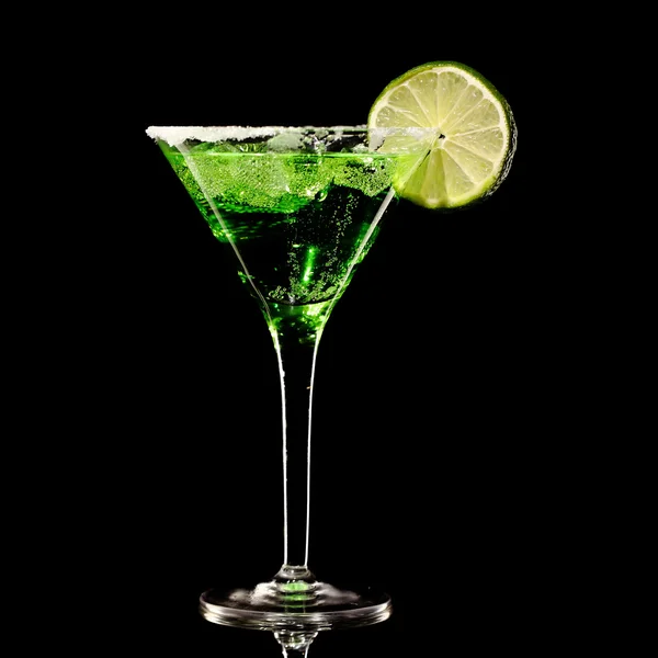 Green margareta fresh Coctail isolated on black — Stock Photo, Image