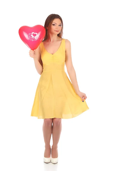 Valentines beauté fille avec un ballon dans ses mains — Photo