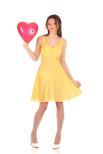 Alla hjärtans skönhet flicka med ballong i hennes händer — Stockfoto