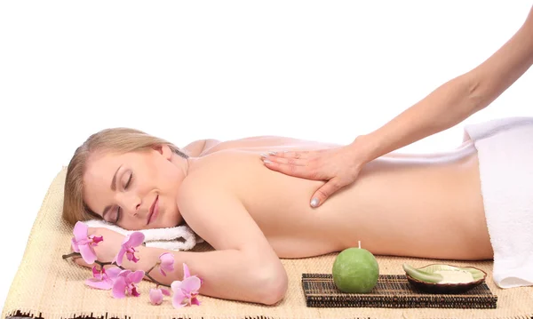 Young woman getting a massage in spa — Stock Photo, Image