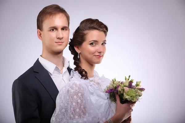 Retrato de joven hombre y mujer boda retro —  Fotos de Stock