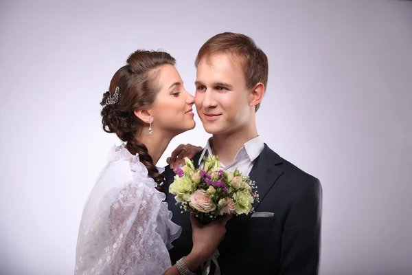 Retrato de jovem e mulher retro casamento — Fotografia de Stock