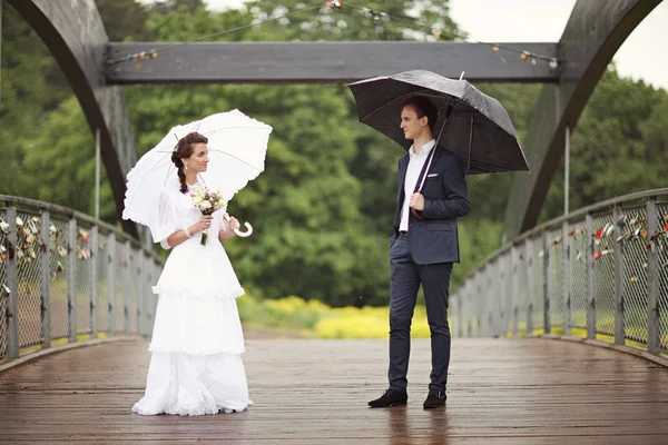 Portrait of young man and woman retro wedding — Stock Photo, Image