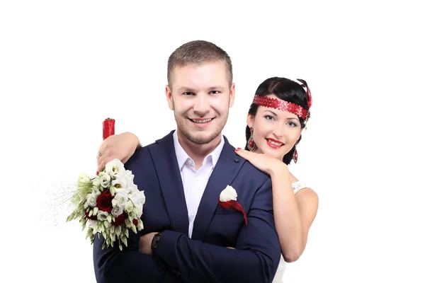 Portrait of young man and woman retro wedding — Stock Photo, Image