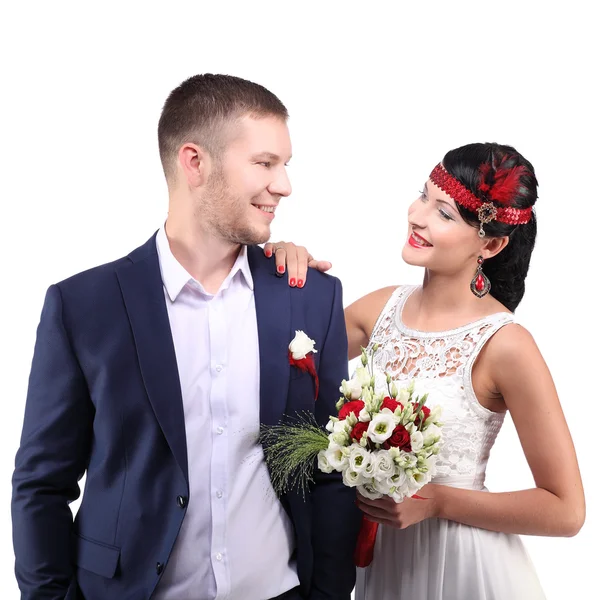 Portrait of young man and woman retro wedding — Stock Photo, Image