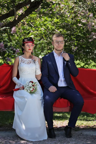 Retrato de joven hombre y mujer boda retro —  Fotos de Stock