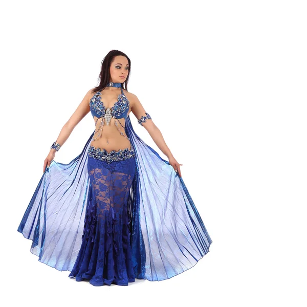 The dancer of belly dance in costume with wings — Stock Photo, Image