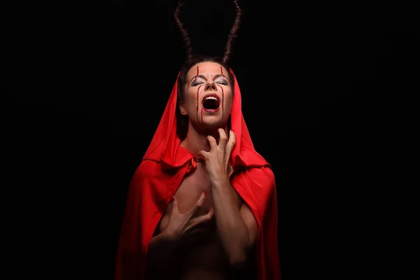 Portrait of a devil with horns. Fantasy. Art project. halloween — Stock Photo, Image