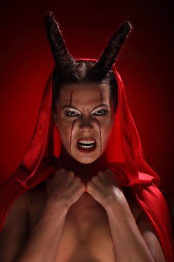 Portrait of a devil with horns. Fantasy. Art project. halloween clipart